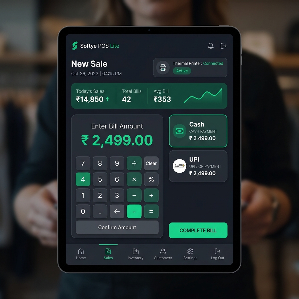 Softye POS Lite Interface Mockup